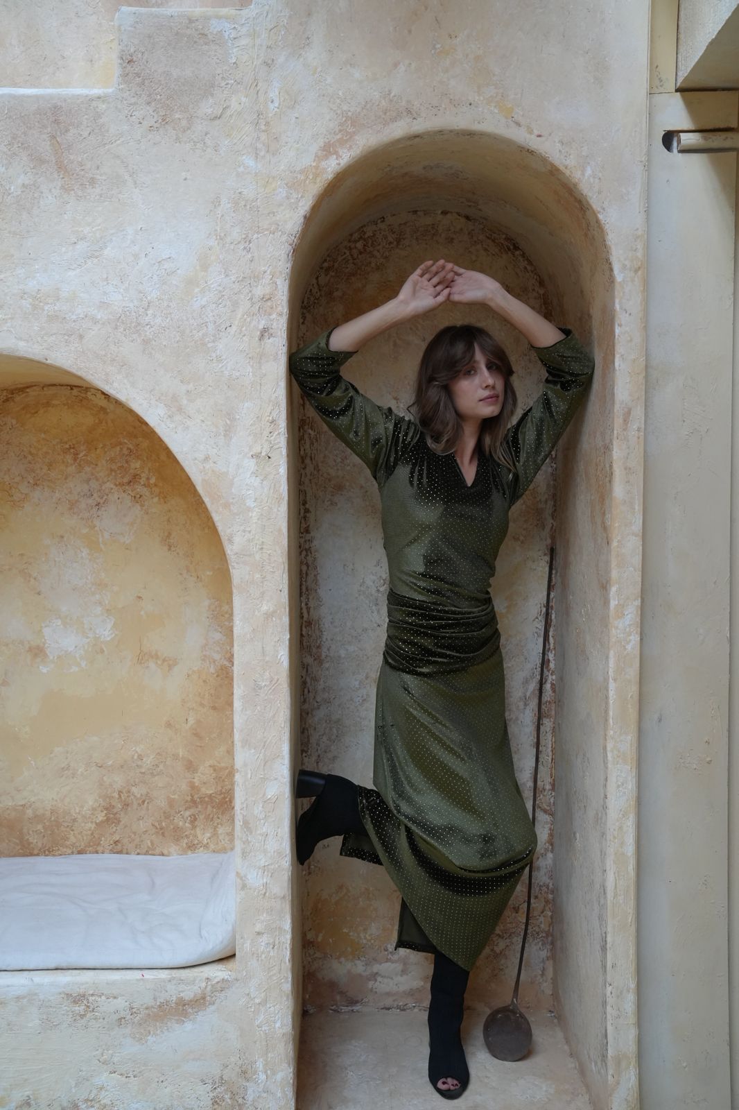 Eve olive bling dress