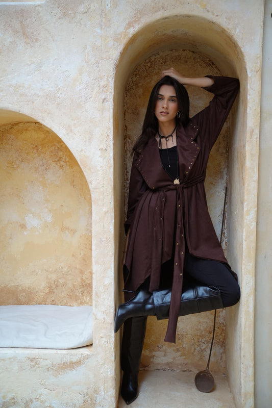 Chocolate studded coat