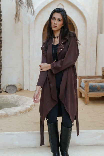 Chocolate studded coat