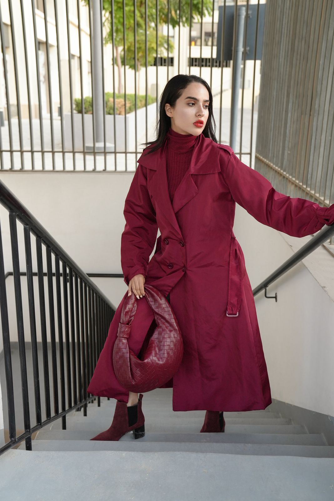 Waterproof burgundy coat