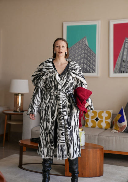 Zebra fur coat