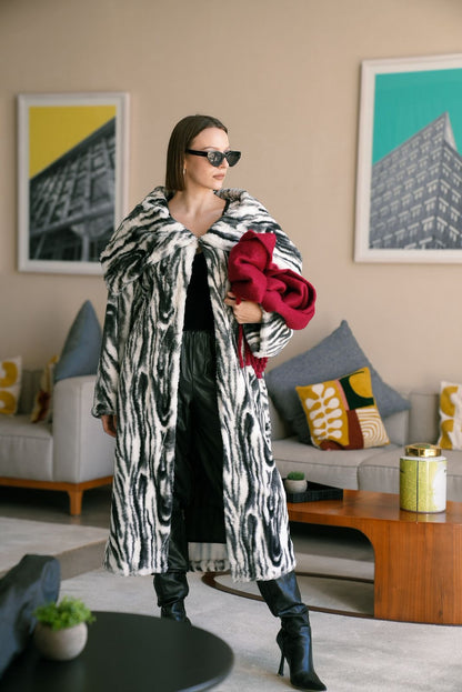 Zebra fur coat