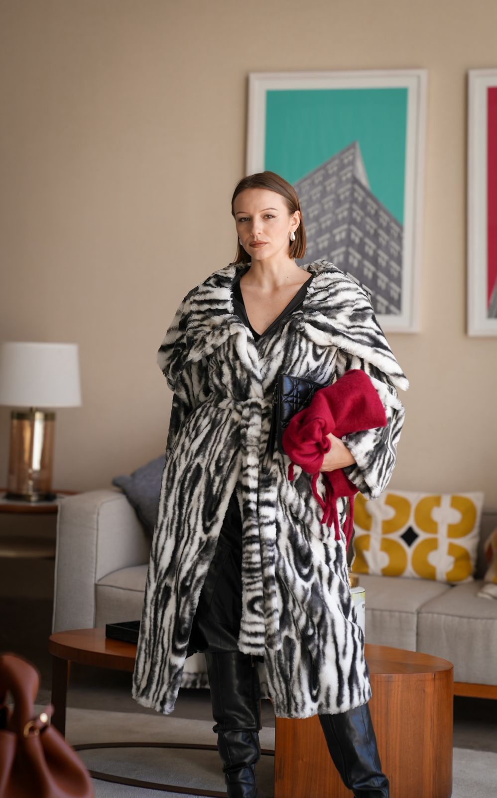 Zebra fur coat