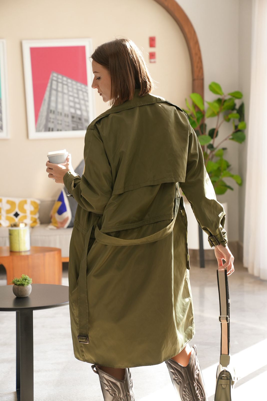 Olive 2*1 trench coat