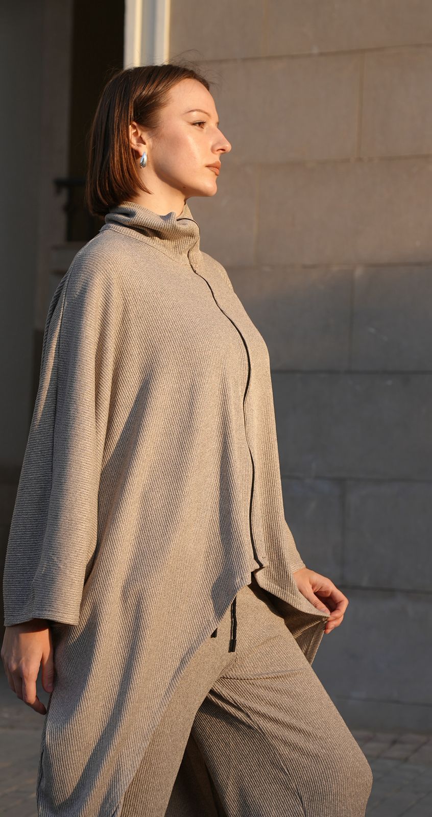 Zipper beige set