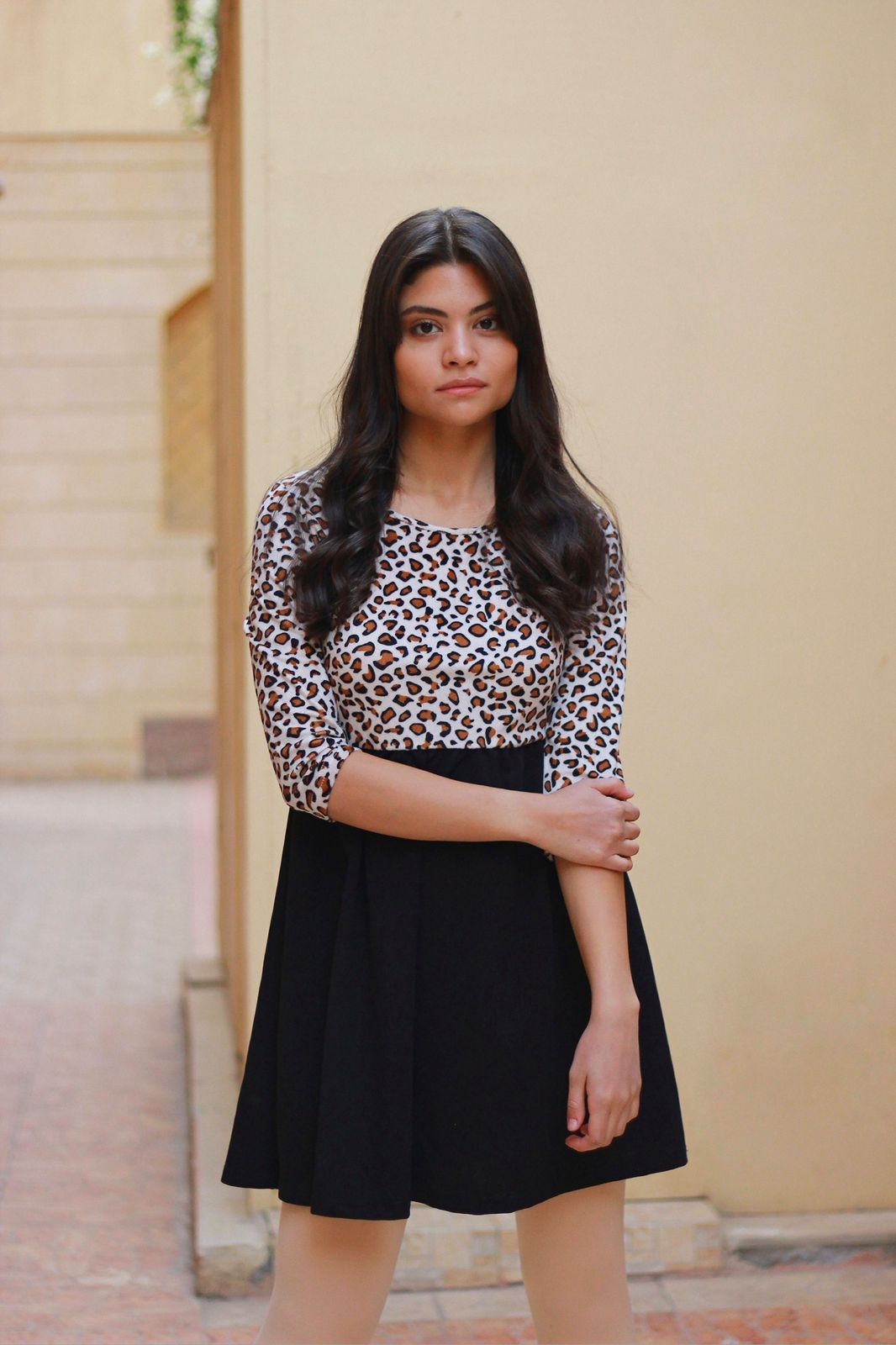 Suede leopard dress