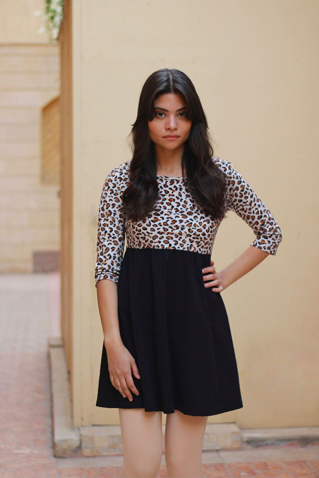 Suede leopard dress