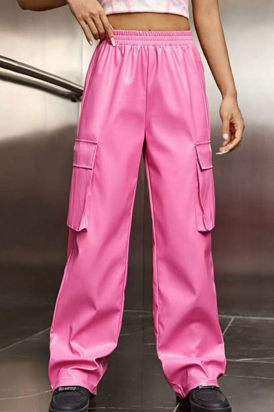 Pink leather pants