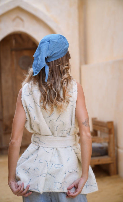 Embroidered belted vest