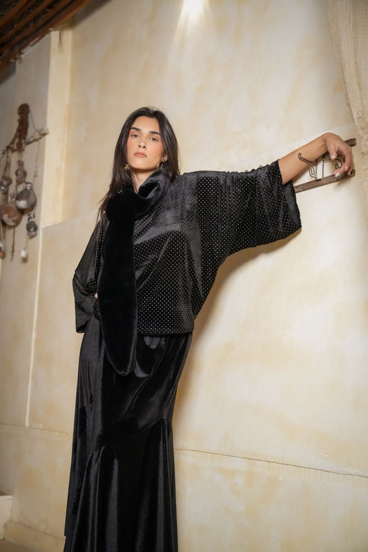 Duo ruffle sparkly skirt set