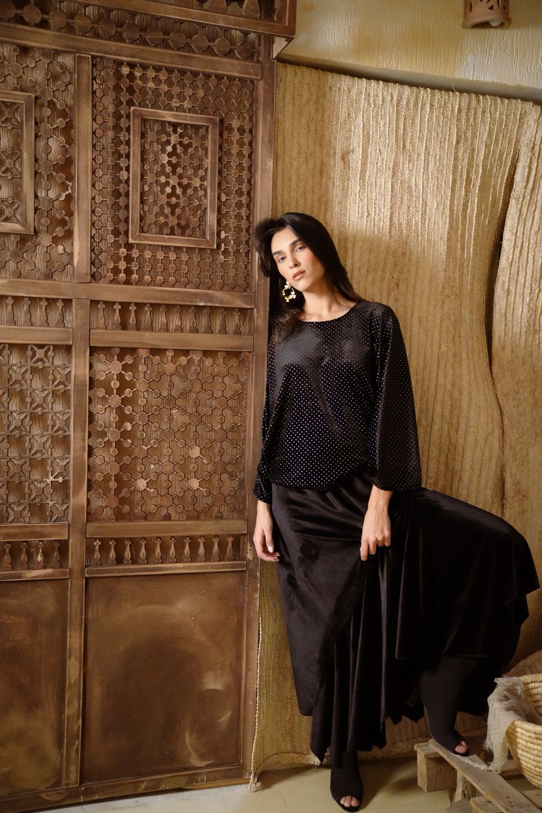 Duo ruffle sparkly skirt set