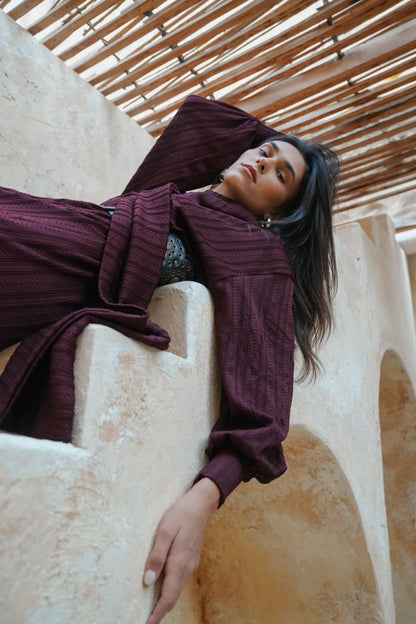 Scarf burgundy dress