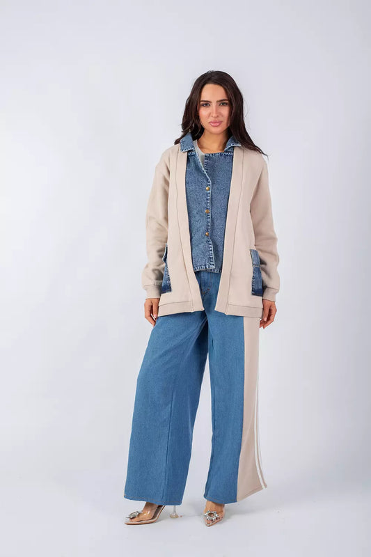 Beige denim set