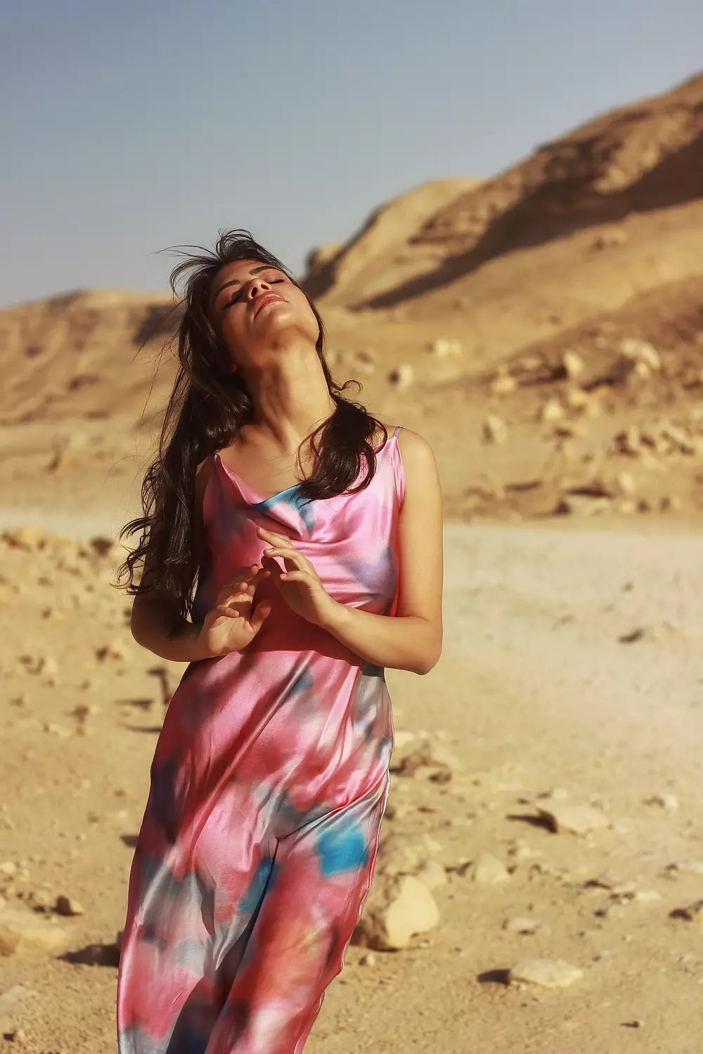 Silk tie die dress