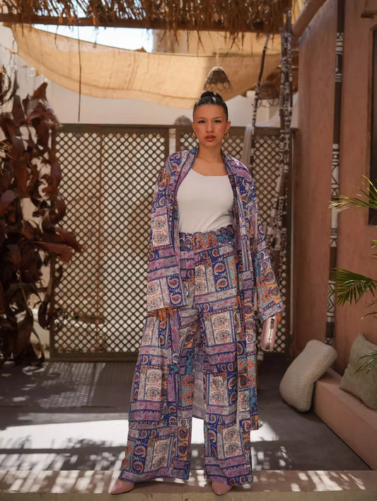 Colorblock silk set