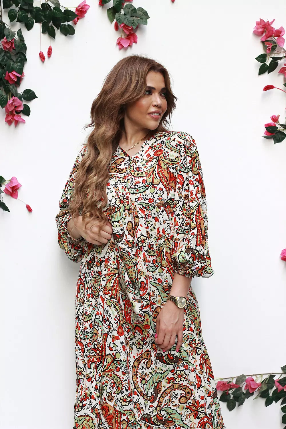 Patterned viscose maxi dress