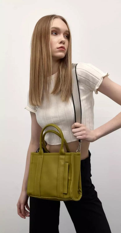 Lime leather tote bag