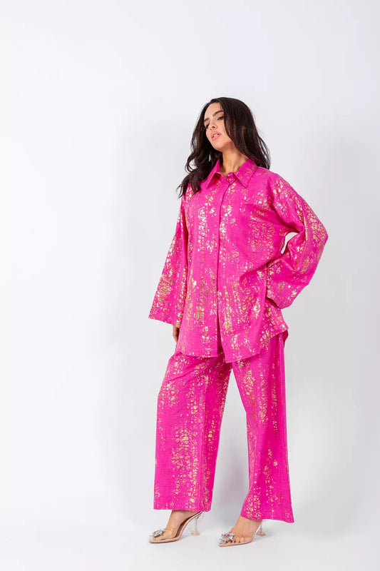 Gold details pink set