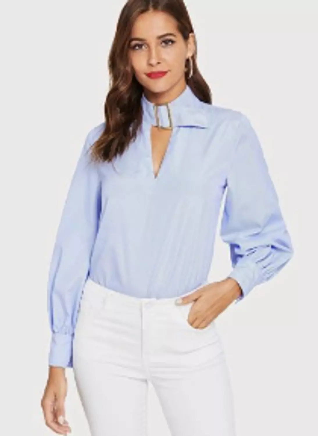 Striped baby blue blouse