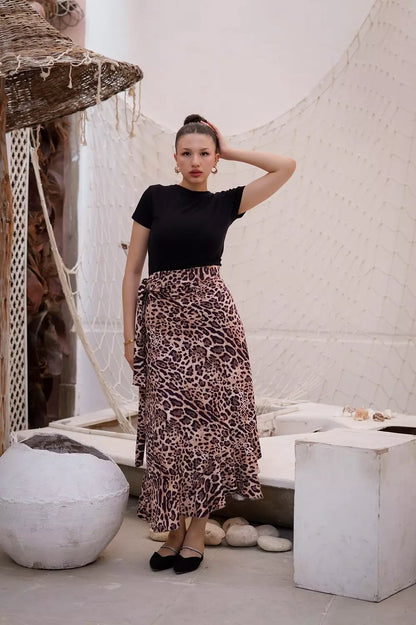 Leopard wrap skirt