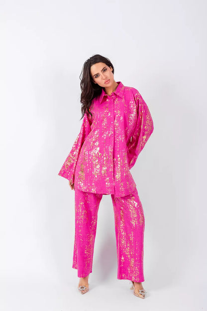 Gold details pink set