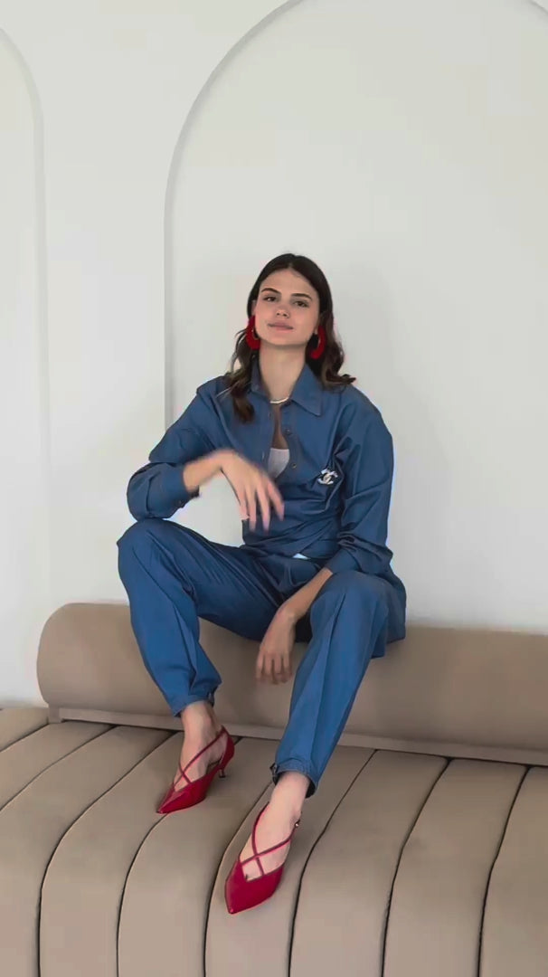 Cris cross denim shirt