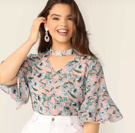 Floral chocker blouse