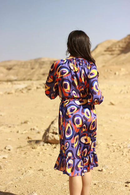 Mauve patterned midi dress