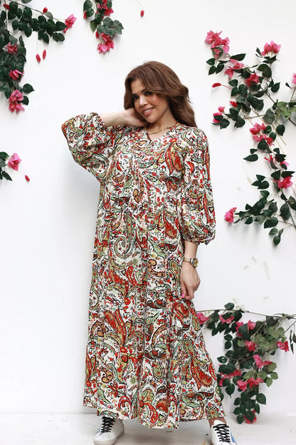 Patterned viscose maxi dress