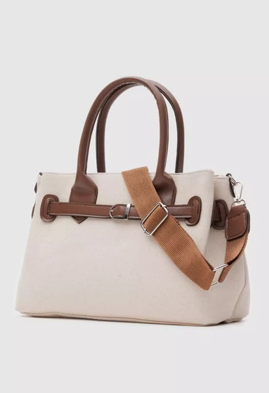 Lock design Brown beige tote