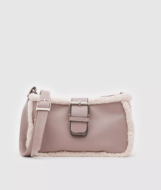Fur lined leather bag