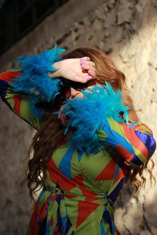 Feathers wrap dress
