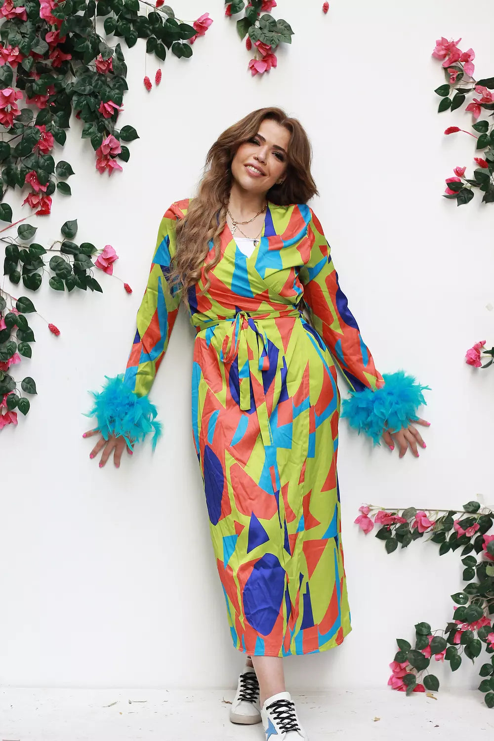 Feathers wrap dress